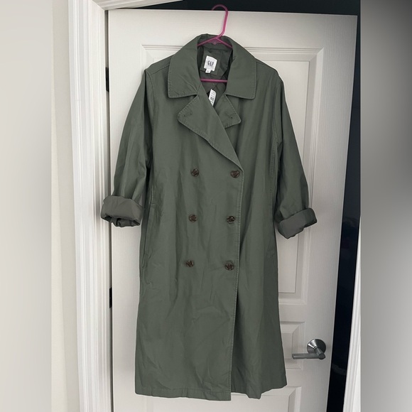 GAP Jackets & Blazers - NWT Women's Green Double-Breasted Gap Trench Coat
